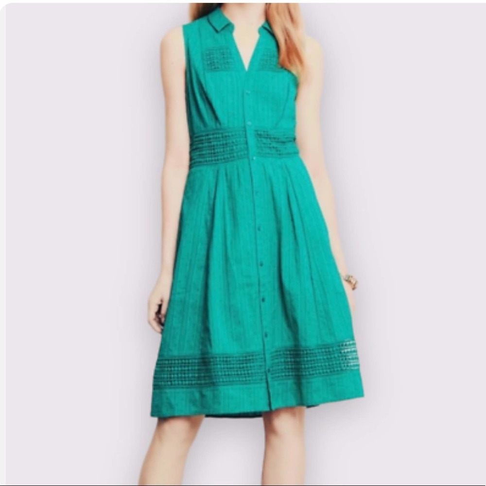 Anthropologie Maeve Button Down Embroidered Dress